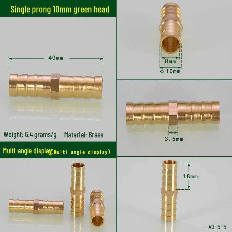 Brass Pagoda Head Insert for Gas Hose, Natural Gas Pipeline Connector 8/12, Pneumatic Fittings Inline Cross Tee
