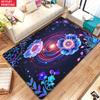Galaxy Floral Area Rug, Psychedelic Space Flower Carpet for Living Room, Non-slip Starry Sky Floor Mat for Bedroom Home Decor