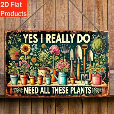 1pc Vintage Garden Wooden Sign Yes I Really Need All These Plants 7.87x5in Cute Plant Lover Wall Decor Funny Botanical Home