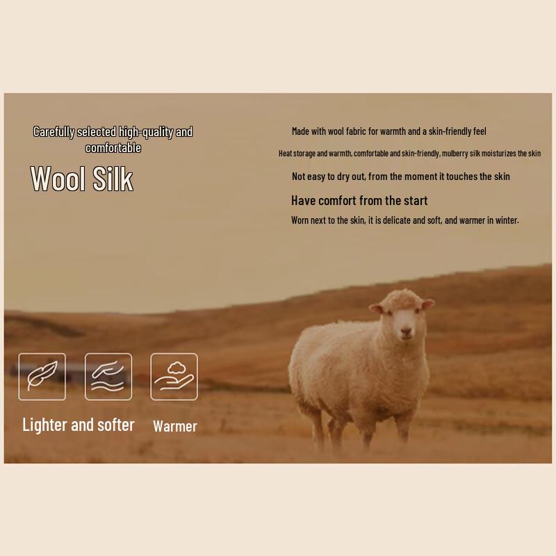 ME FEELING Men's Fleece-Lined Wool-Silk Thermal Underwear Set