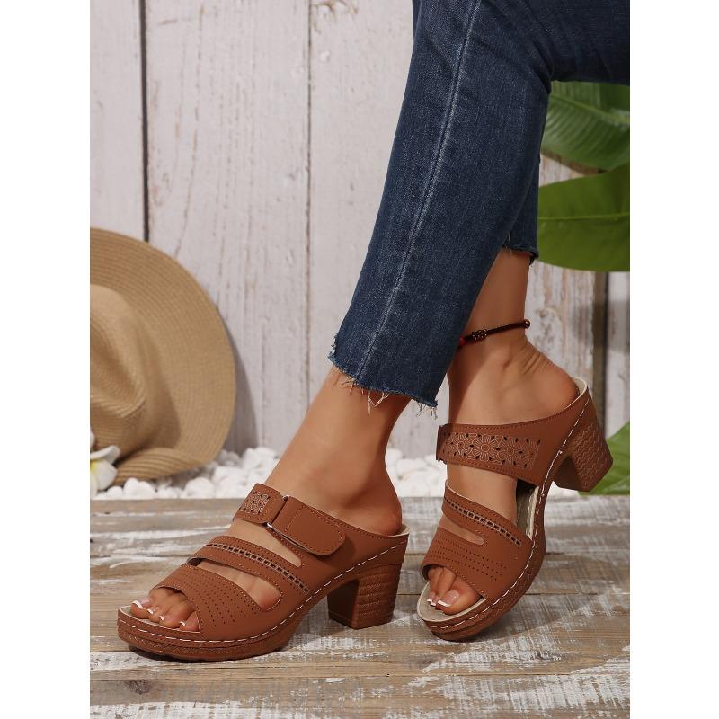 Large-size Sandals - Spring/Summer New Arrivals. Breathable and Lightweight. Single-strand Buckle Straps. Fashionable Thick Heels.