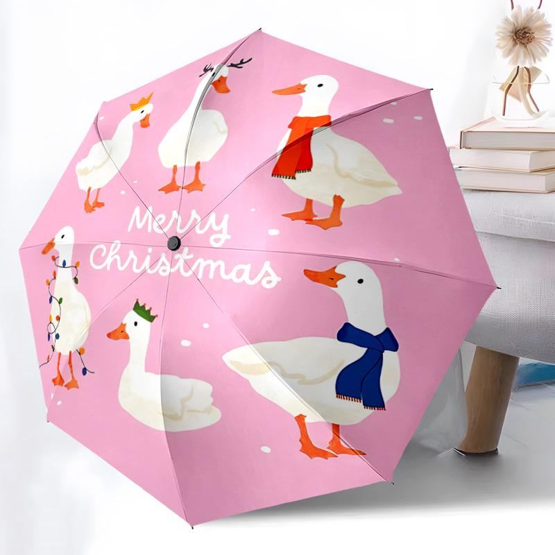 

1pc Ducks Christmas Automatic Folding Umbrella - 8-Rib Automatic Open/Close, Large Canopy Birthday Festival Gift yy251217150