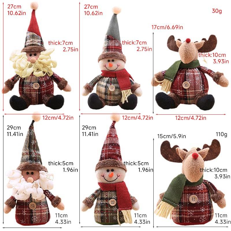 Christmas Tree Decoration Cartoon Figurine Snowflake Plaid Cloth Figurine Christmas Tree Hanging Decoration Children's Holiday Gift