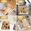 Bamboo Storage Box: 5-Compartment Cutlery and Silverware Tray for Kitchen or Bedroom