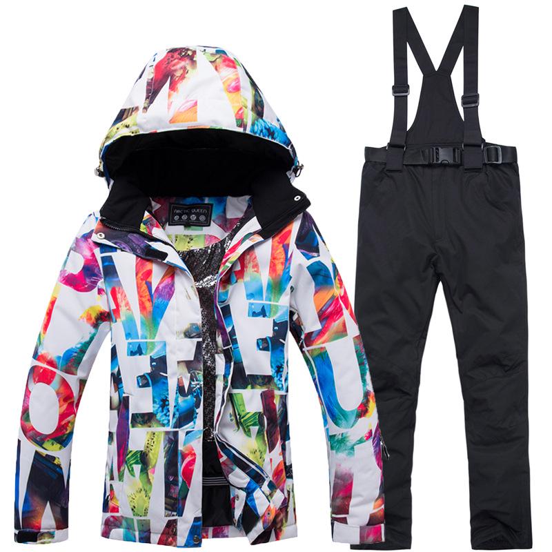 Women's Winter Ski Suit Set - Warm Snowboard Jacket and Pants