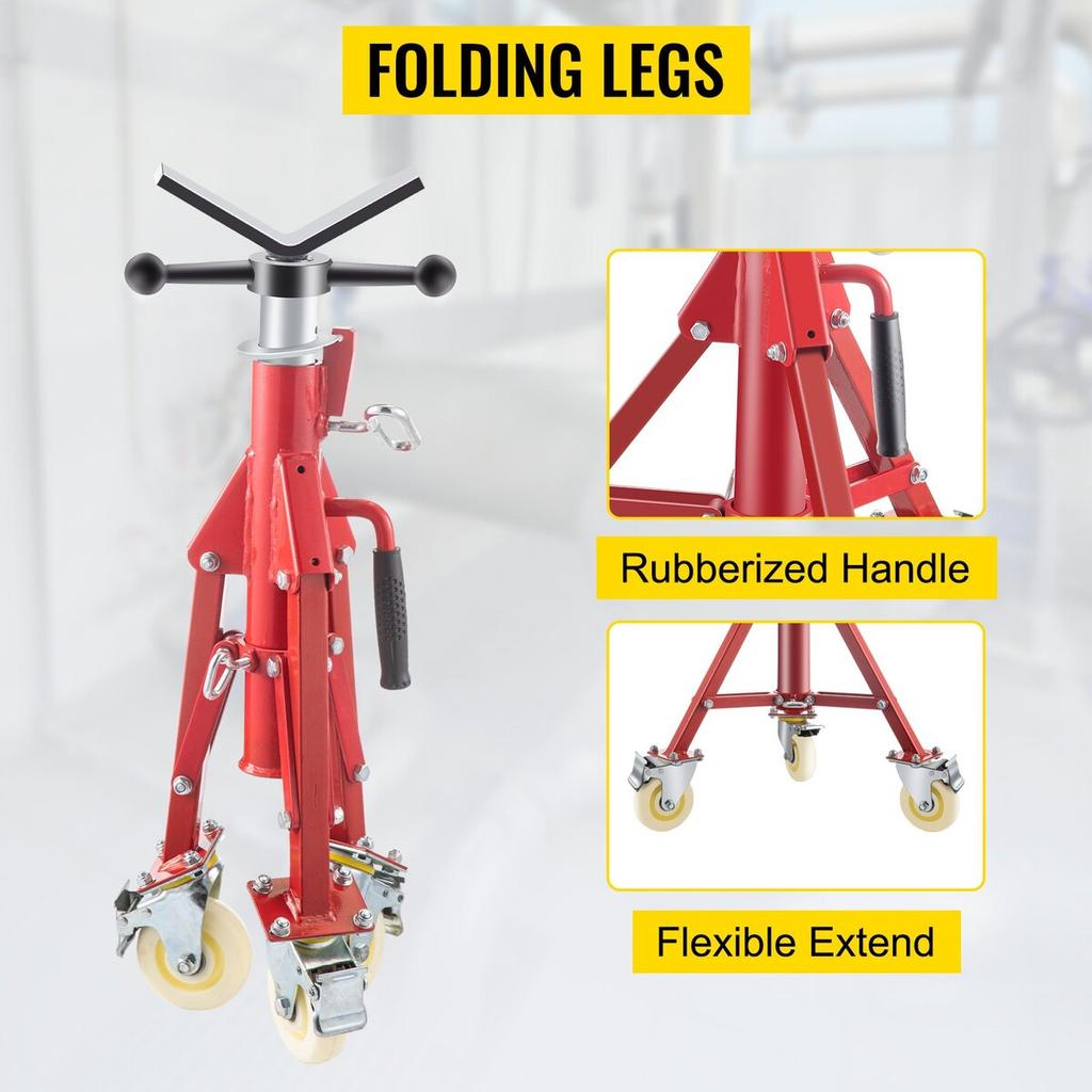 Pipe Stand, Pipe Jack Stand, V Head Pipe Stand Adjustable Height 28-52 Inch, Pipe Jack Stands with Casters 882 LB, Folding Portable Pipe Stands 1/8 To