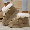 Fashion Thick Bottom Fur Winter Snow Boots Woman Casual Bowknot Non Slip Cotton Padded Shoes Woman Short Plush Platform Ankle Boots