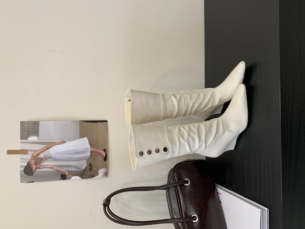 2025 New Medium Boots Women's Niche Design Two-wear Stacking Boots High Knight Boots Wedge Heel Western Cowboy Boots