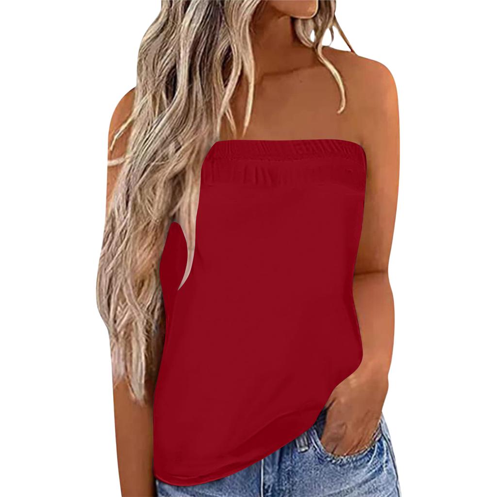 Women’s Bandeau Top Strapless Top Tube Top Boobtube Tops Women Backless Top Crop Top Y2K Clothes for Summer Going Out Tops for Women UK