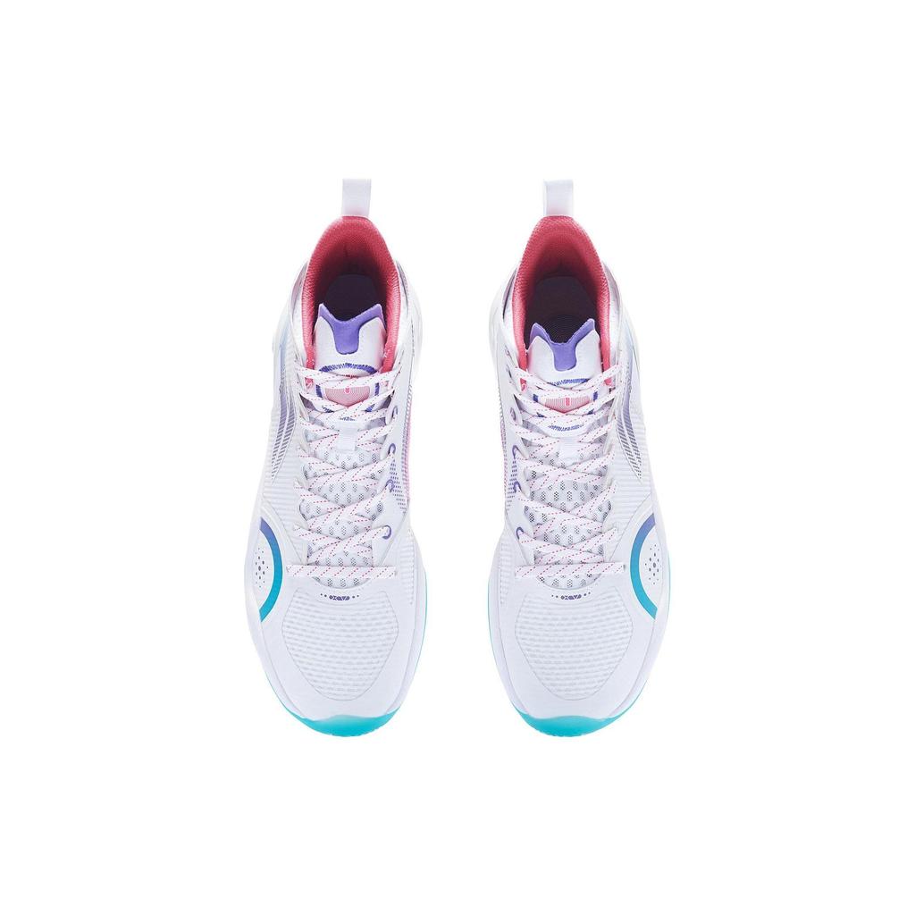 Li Ning Yu Shuai 15 Shock Absorption Anti-Slip Wear-Resistant High-Top Basketball Shoes Men Sneakers White Blue ABAR043-51