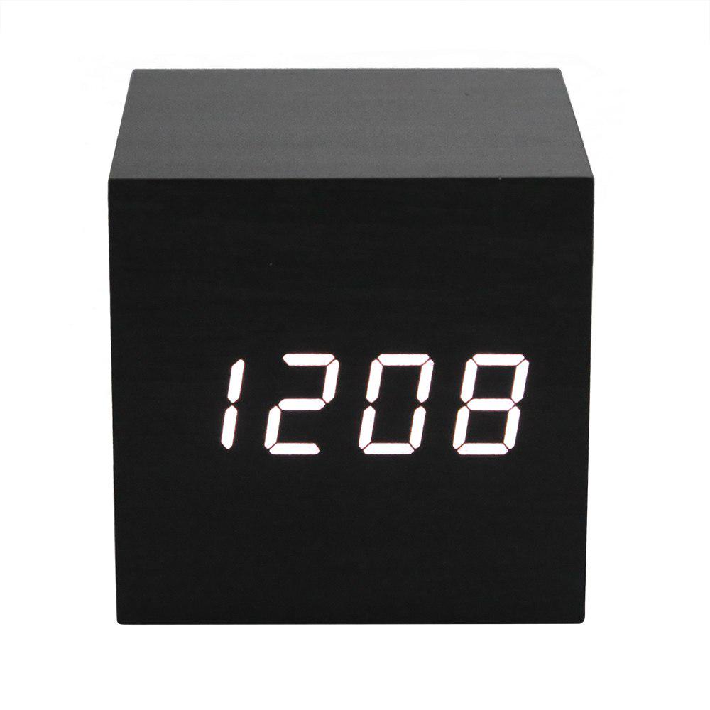 Digital Thermometer Wooden Alarm Clock Date Desk Clock Table USB Charging Brief  Home Decor