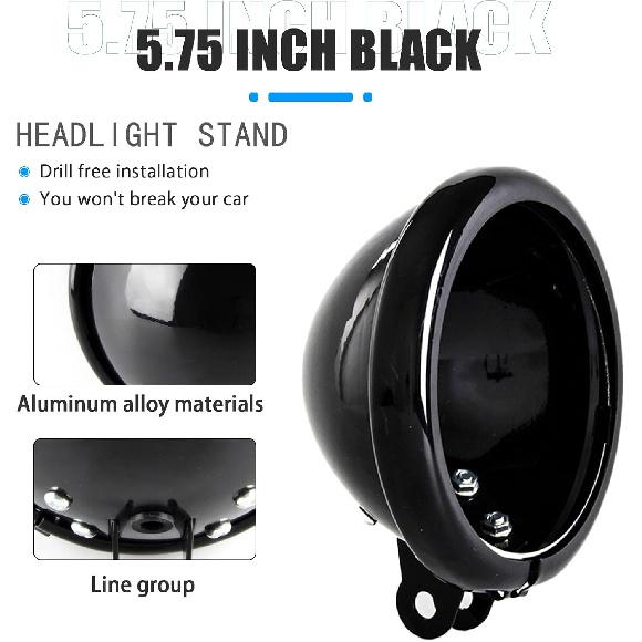 SKTYANTS 5.75 inch headlight housing backet with H4 Wiring Harness 5 3/4" 5.75 Inch headlight Bucket Housing Trim Ring for FXWG FXDWG FXST Motorcycle