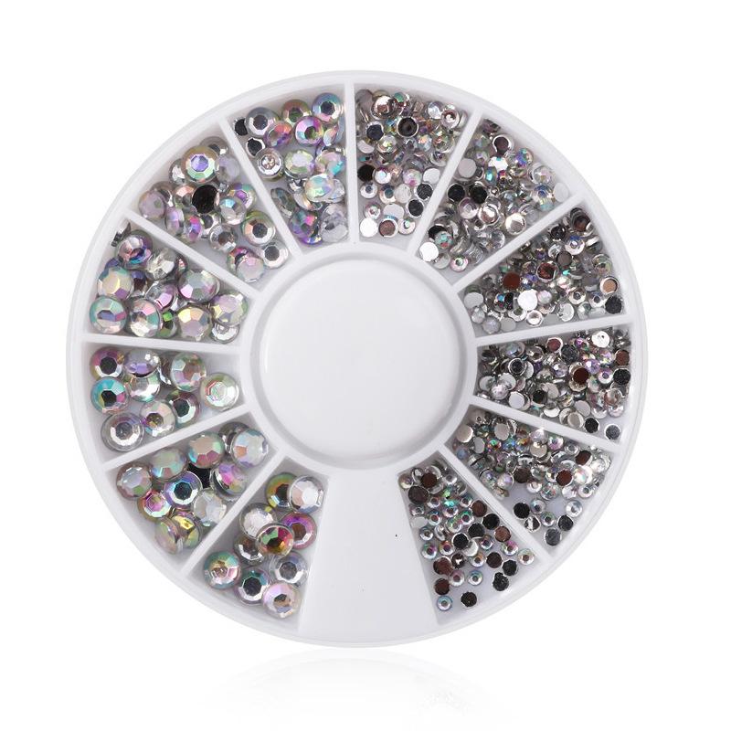Multicolor Round Plate Nail Art Rhinestones - Pointed Elf Beads Nail Decorations DIY Accessories