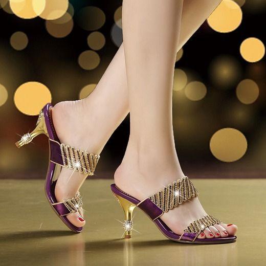 Fashion Women'S Summer Shoes For Women Fashion Sandals Women'S Sandals For Women Sandals 2025 Rhinestones Women Fine Heel Sandals