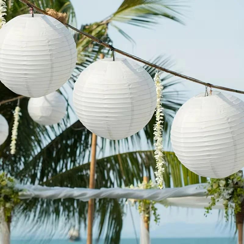 2026 Latest Models Lampshade Party Round Paper Decoration Holiday Supplies Wedding Lantern Elegant White Chinese Lanterns Ball
