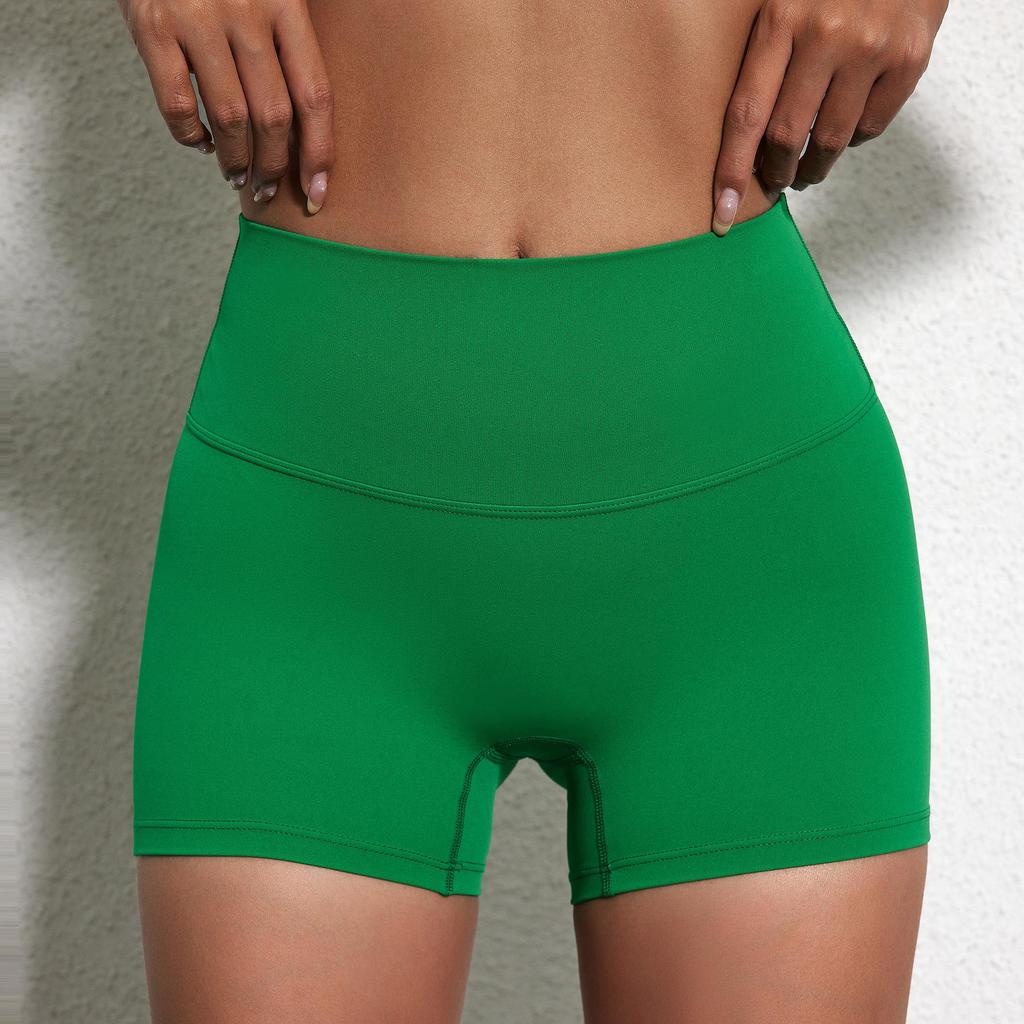 Plain Color High-Stretch Yoga Shorts - Soft, Three-Quarter Length Base Layer