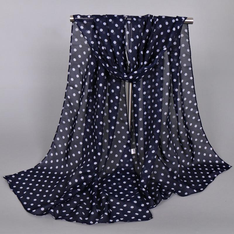 New Chiffon Print Dots Scarf For Women Girls New Autumn Solid Color Breathable Scarves Soft Shawl Summer Female Wrap Shawls