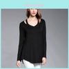Simple Solid Color Off Shoulder Design Women Long Sleeved Top For Fall Comfort