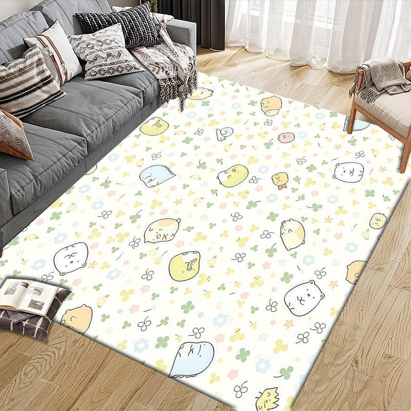 Sumikko Gurashi2 Flannel Pattern Square Carpet,Area Rug,Carpet Rug for Living Room Bedroom Sofa Playroom Decor,Non-slip Floor Mat