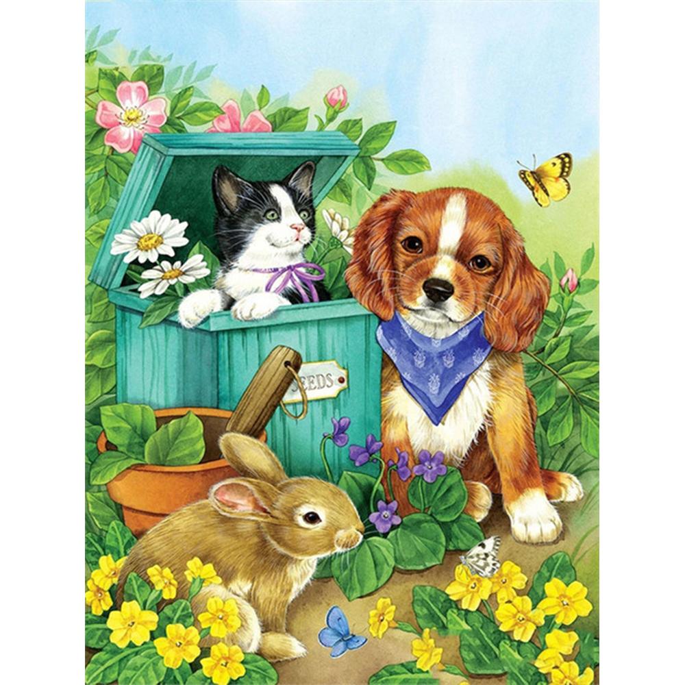 3D Diamond Embroidery Painting Animal Dog Art Rhinestone Full Square Diamond Mosaic Garden Handicraft Handmade Gift