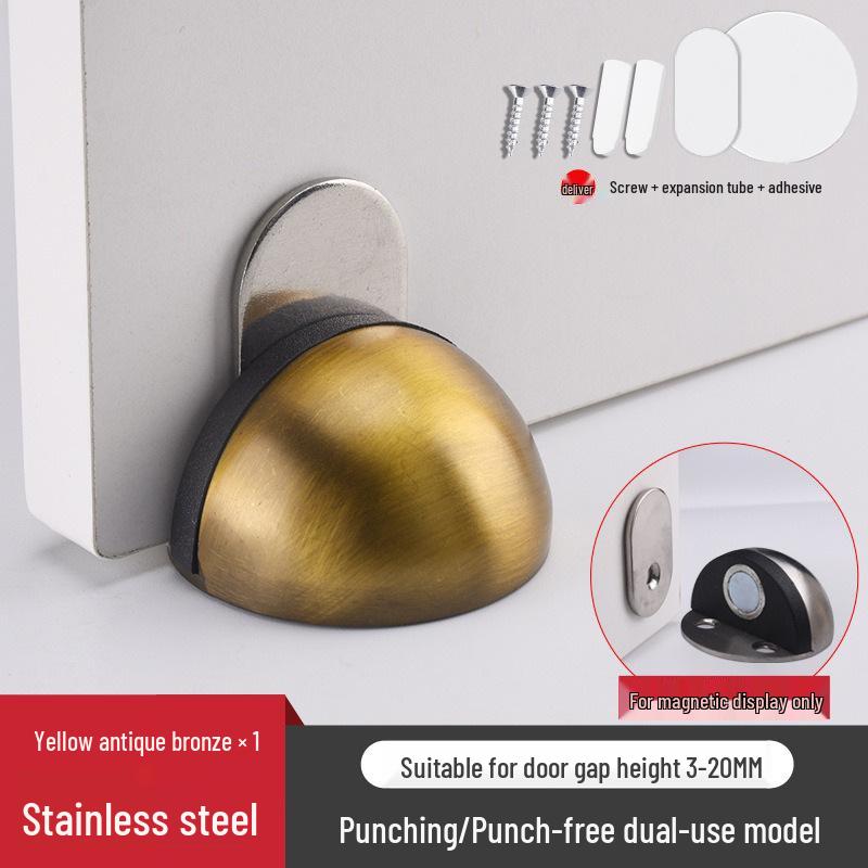 304 Stainless Steel Magnetic Turtle Top Door Stopper, Anti-Collision Floor Bumper & Rubber Limiter
