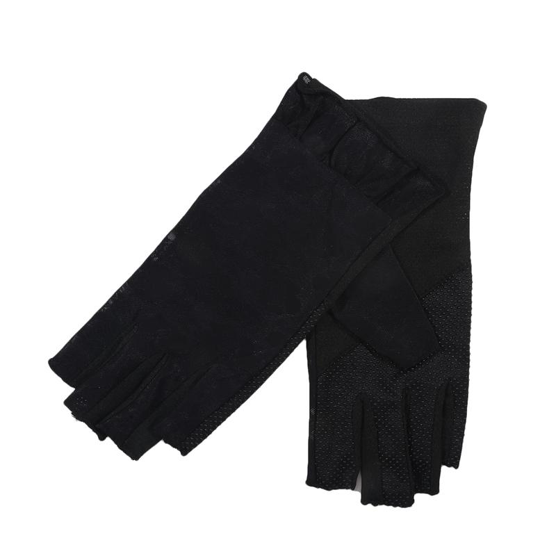 Lace Mitten Half Finger Gloves Summer Breathable Sunscreen Anti-Uv Cycling Drive Non-Slip Thin Gloves