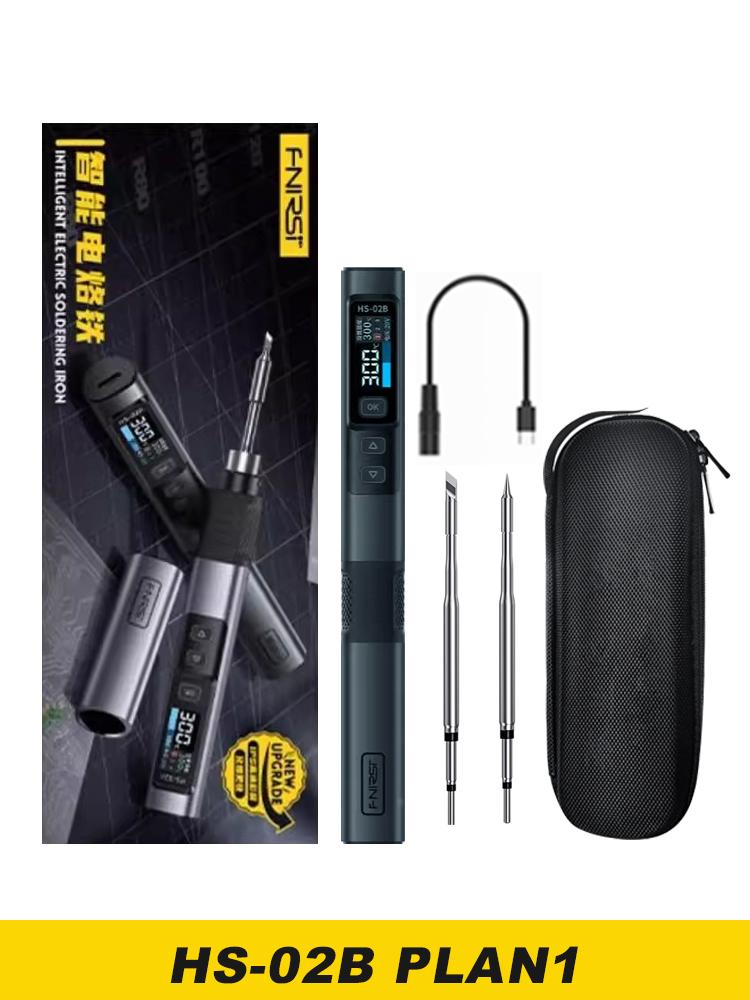 FNIRSI HS-02 Soldering Iron Smart Sleep IPS Color Display Screen 100-450℃ Soldering Rework Station PD100W Portable Repair Tool