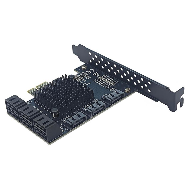 PCIE SATA Expansion Card PCI Express X1 to 9 Port SATA3.0 Controller 6Gbps Multiplier Riser RTL9101 Chip Add On Card for Desktop