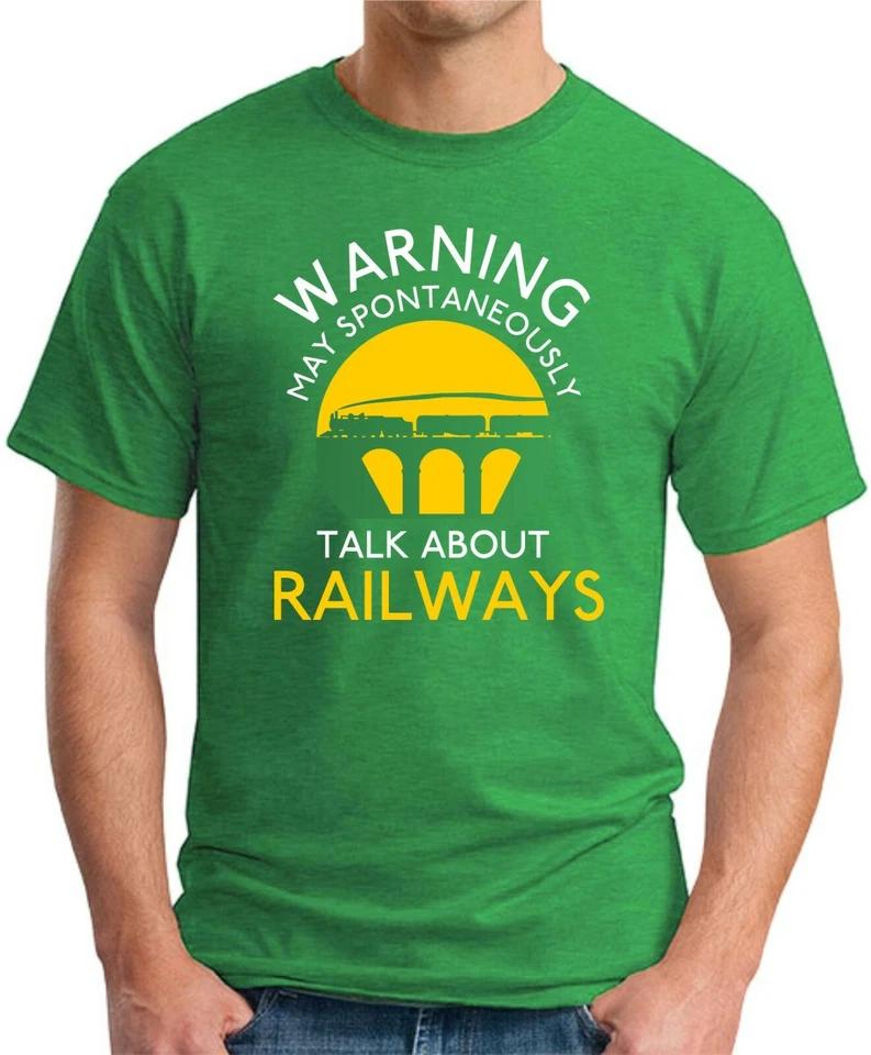 MAY SPONTANEOUSLY TALK ABOUT RAILWAYS T-SHIRT   Trains Tube Stations Hornby Gift 2 2XL