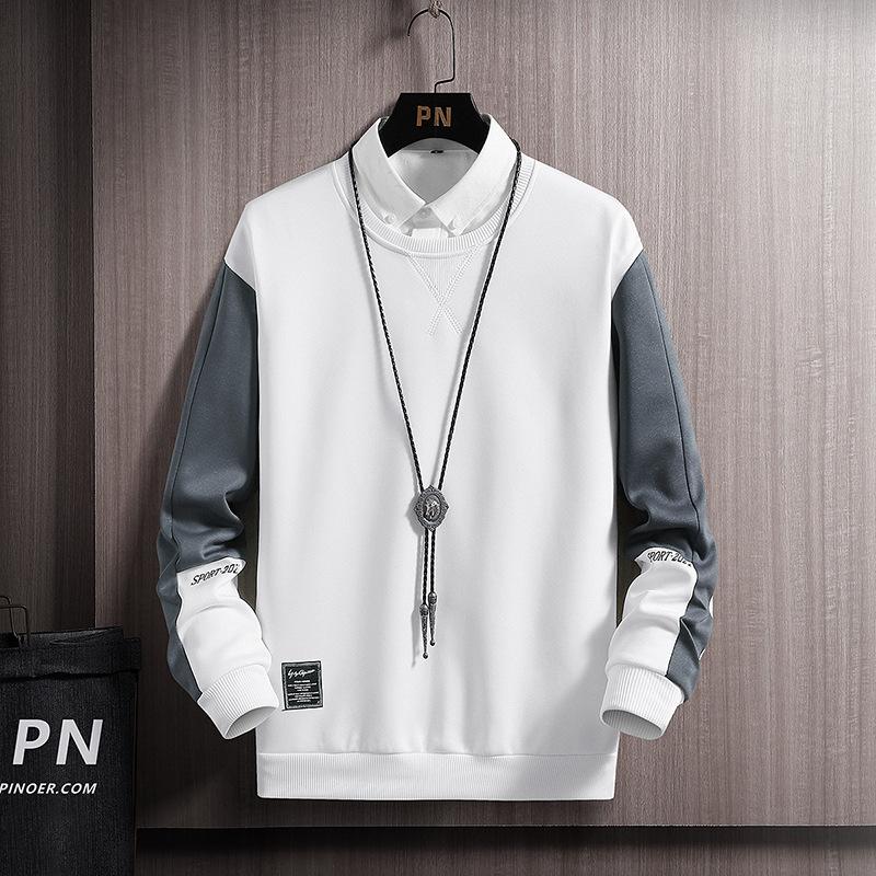Spring and Autumn Sweater Men's Round Neck Pullover Loose Long Sleeved Top