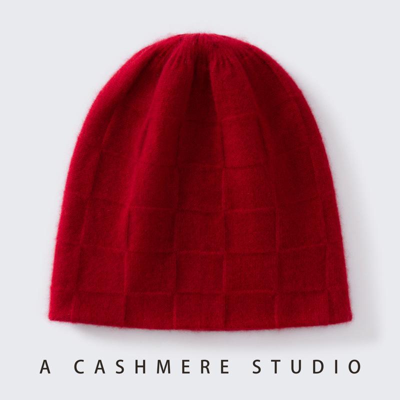 Autumn and Winter Double-strand% Pure Cashmere Knitted Hat Men's and Women's Retro Warm Casual Versatile Square Hat