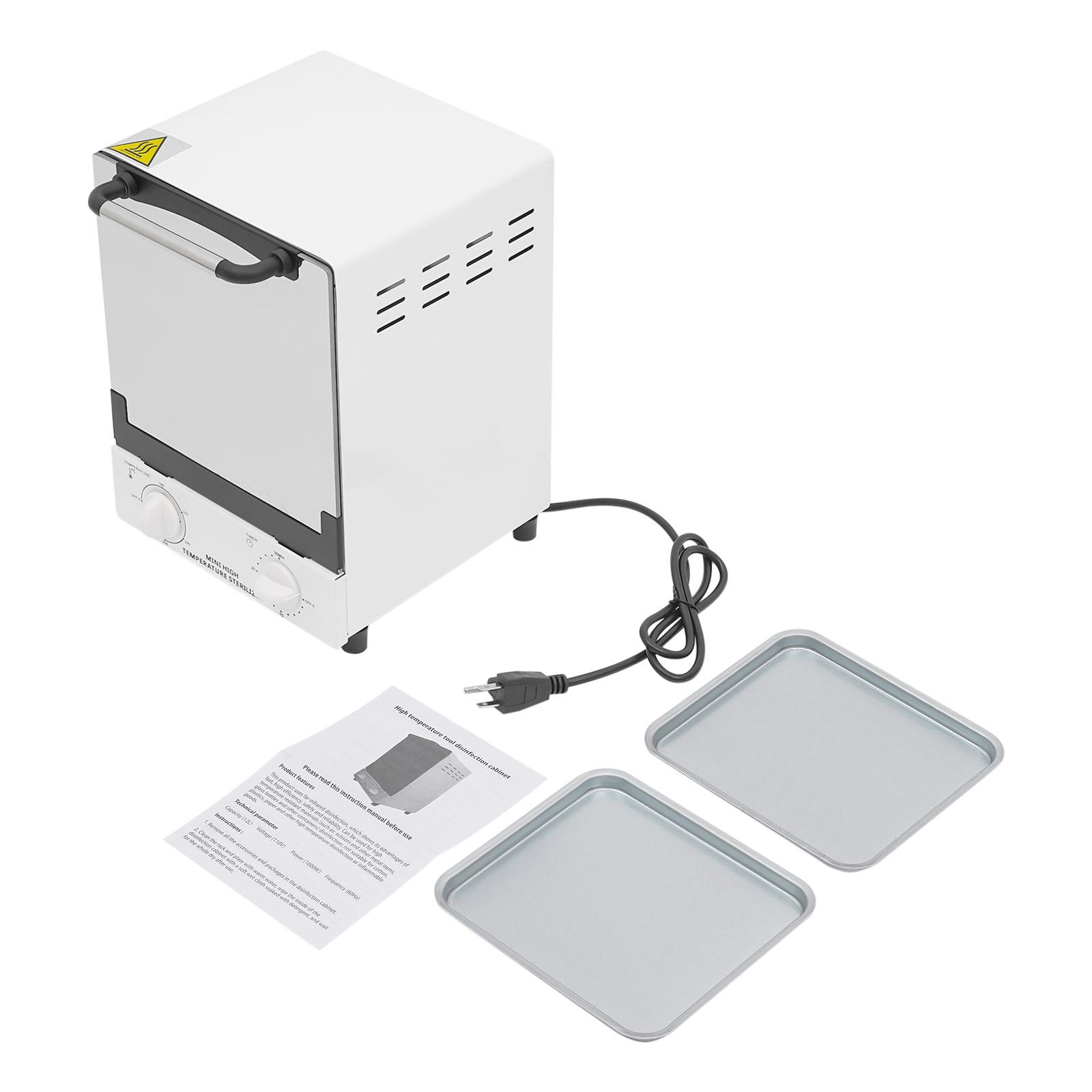 Высокотемпературный стерилизатор 1000 Вт, 12-литровый многофункциональный стерилизатор с 2 поддонами, контроль температуры 32-482℉ и таймер белый