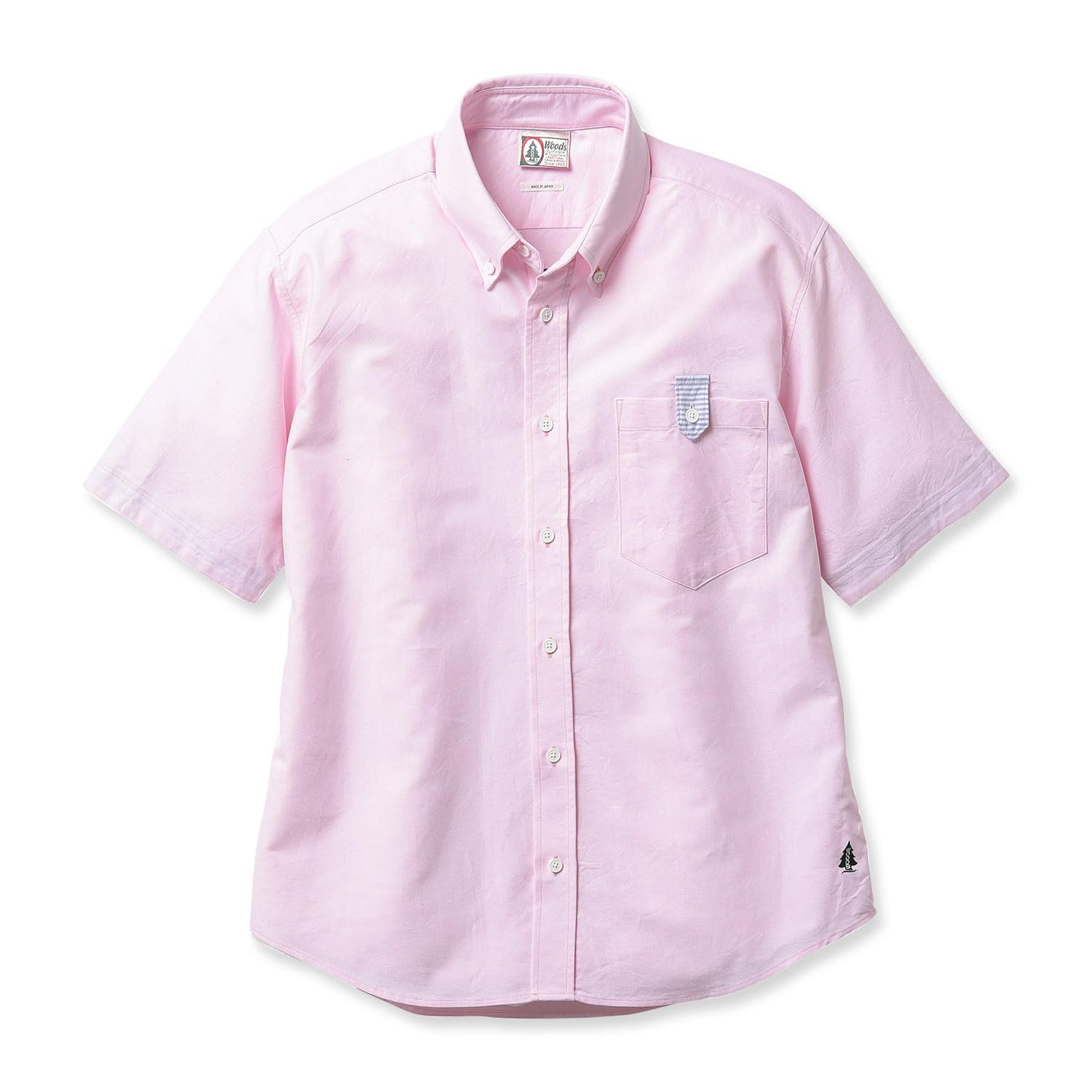 

Оксфордская рубашка для мужчин [WOODS] Сделано в Японии, с коротким рукавом (М, розовый) розовый