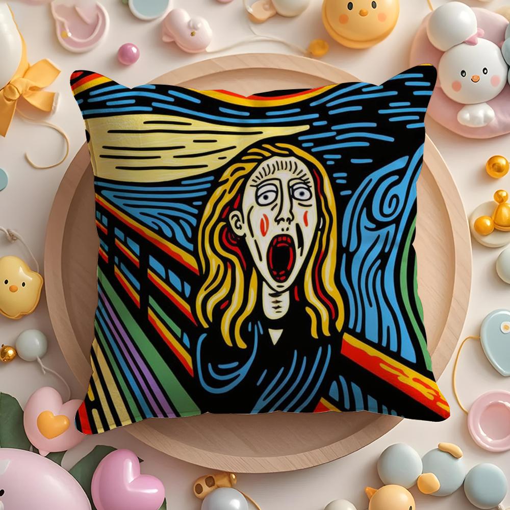 American Art P-Picasso Pillow Case Soft Plush Fabric Double-Sided Printed Cushion Cover Warm Winter Sofa Pillow Case