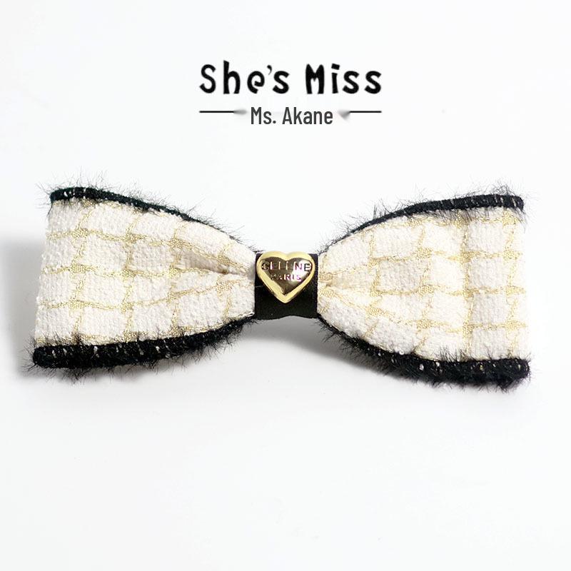 

Ретро бант клетчатый заколка для волос с пряжкой в виде сердца для женщин
