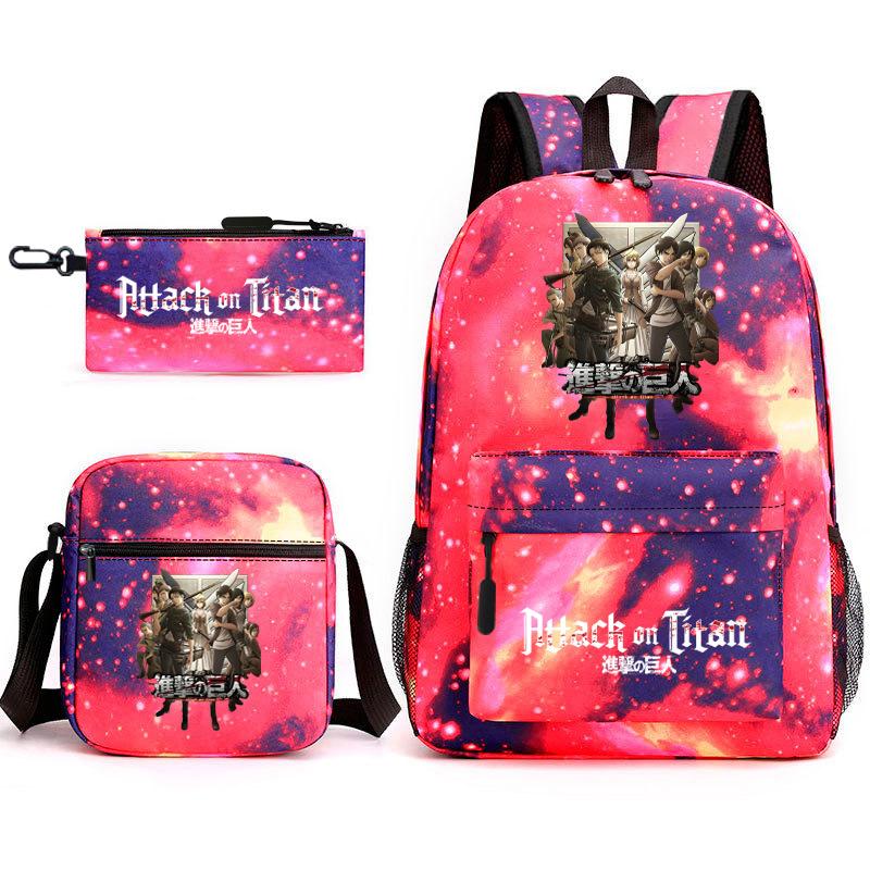 Attack on Titan Teen Anime Rucksack Attack on Titan Schultasche Dreiteiliges Set