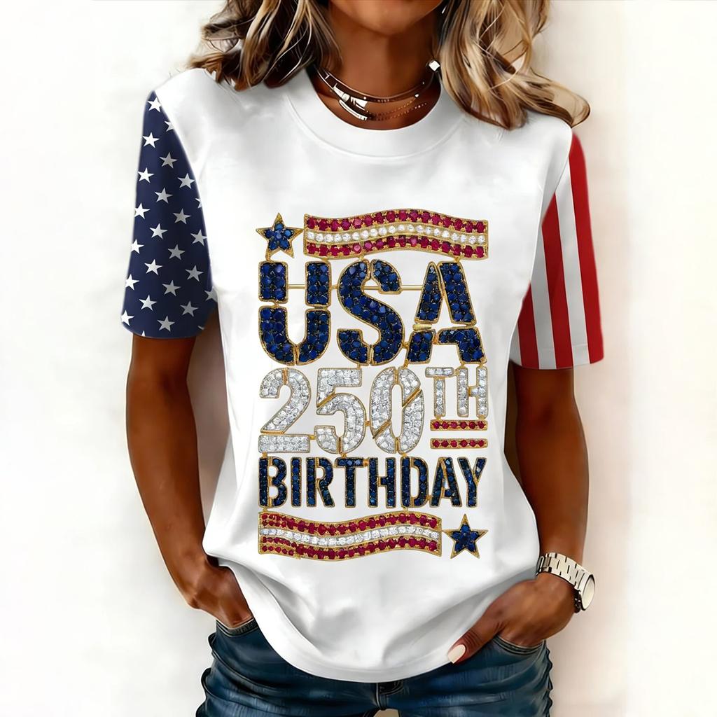 Women's Casual And Fashionable Short-sleeved Printed T-shirt Top