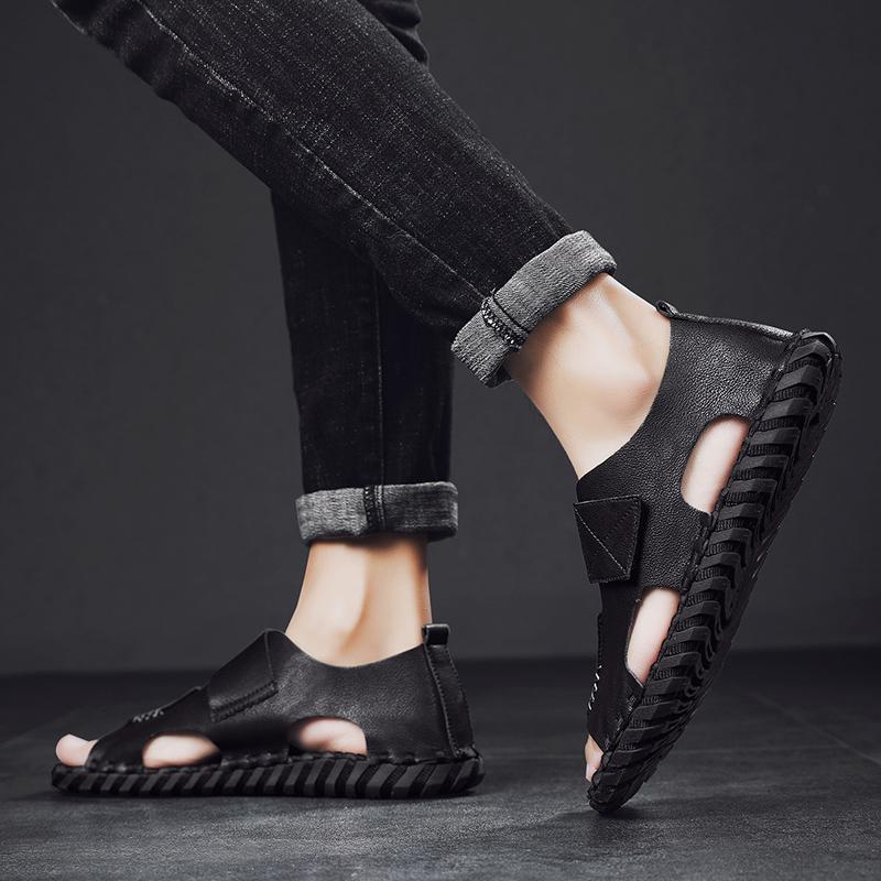 Ručně vyráběné Luxusní Značkové Nové Letní Pánské Sandály Volnočasová Plážová Obuv pro Muže Vysoká Kvalita Pravá Kůže Módní Pantofle