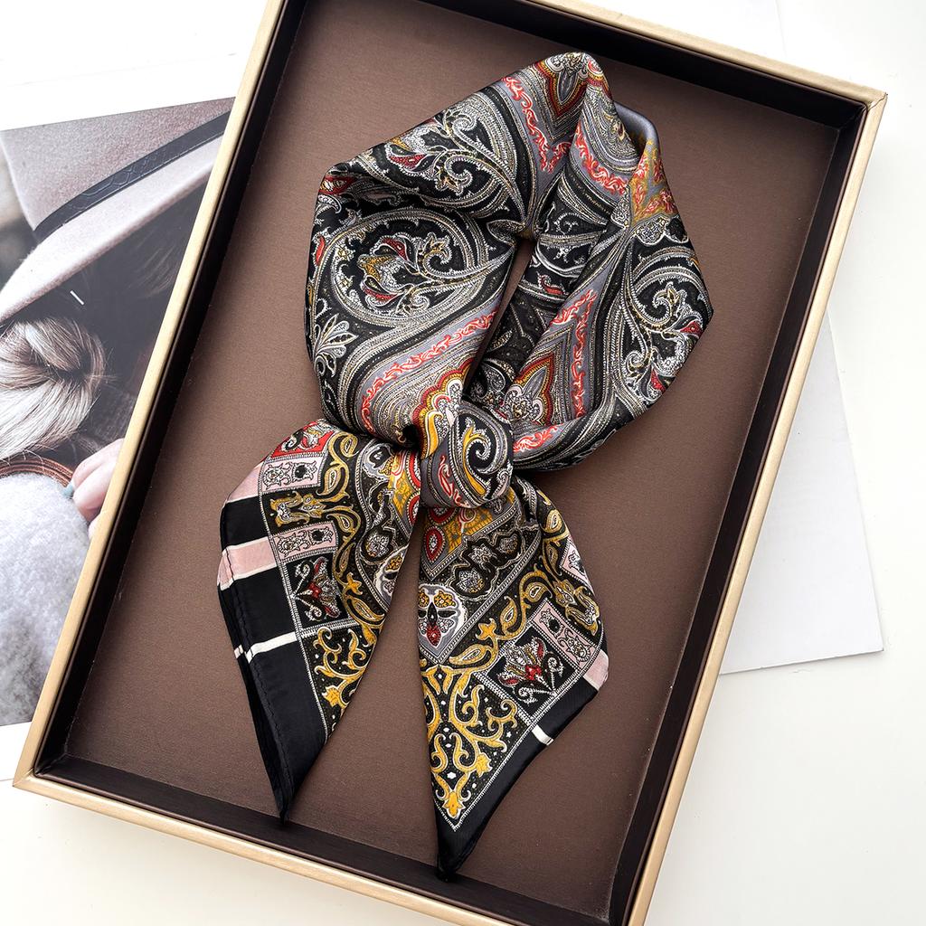 70*70cm Luxury Paisley Square Scarf For Women Soft Neck Shawl Warp Elegant Neckerchief Bandanas Cashew Print Hijab For Travel