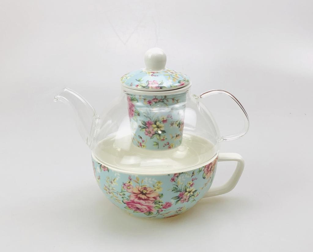 High Appearance China-Chic Light Luxury Garden Style Teapot Set Glass Ceramic Mother and Child Teapot Set