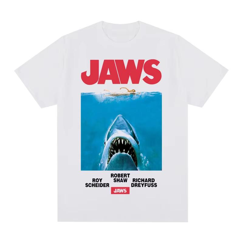 

2026 Jaws Movie Vintage Tshirt Gift for Friends Harajuku Female Clothes Cotton UNISEX T Shirt New Tee Tshirt Womens Tops M