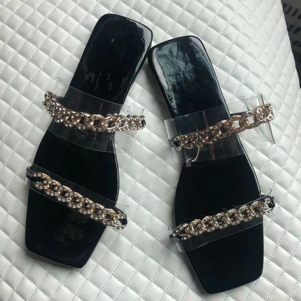 Jaro/léto Dámské Dvouvrstvé Kamínkové Průhledné PVC Venkovní Univerzální Ploché Protiskluzové Dámské Plážové Pantofle