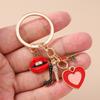 Aihua Elegant Brand Design Red Lips Highheels Perfume Lipsticks Keychains For Women Girls Handbag Pendant Keyrings Jewelry Gift
