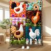 Farmářské kuřecí patchwork, pro milovníky drůbeže, měkká fleecová deka, barevný design prošívané deky s kohoutem a slepicí, útulný domácí dekor dárek, víceúčelová teplá