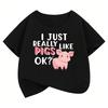 Cute Pig Graphic Kids Tshirts Summer Short Sleeve Tees Cartoon Animal Boys Girls Clothes Kawaii Tops Y2K Children Tshirt