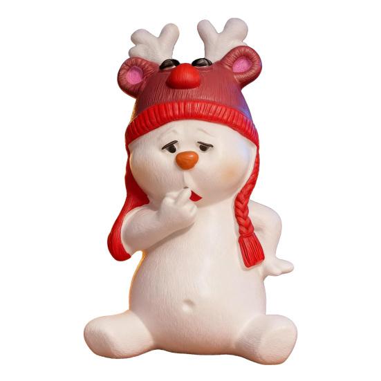 Christmas Snowman Figurine Mini 3" Resin Sitting Snowman Tabletop Decoration for Home Desk Shelf Fireplace Mantle Winter Holiday Party Supplies