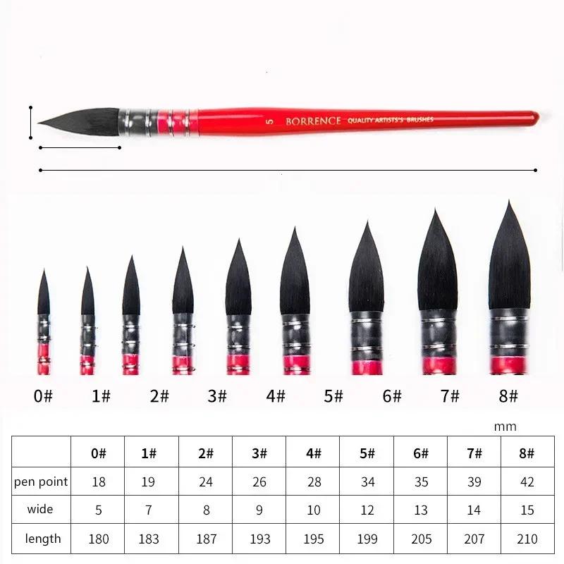 1Piece Squirrel's Hair Artist Watercolor Paint Brush Pointed Painting Brushes for Art Supplies School Stationery Accessories