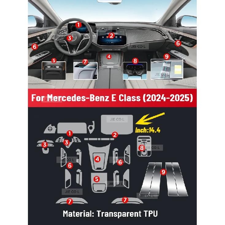 Auto Central Control Screen TPU Navigation Anti Scratch interior Protection Film Navigation For Mercedes Benz E Class 2024 2025