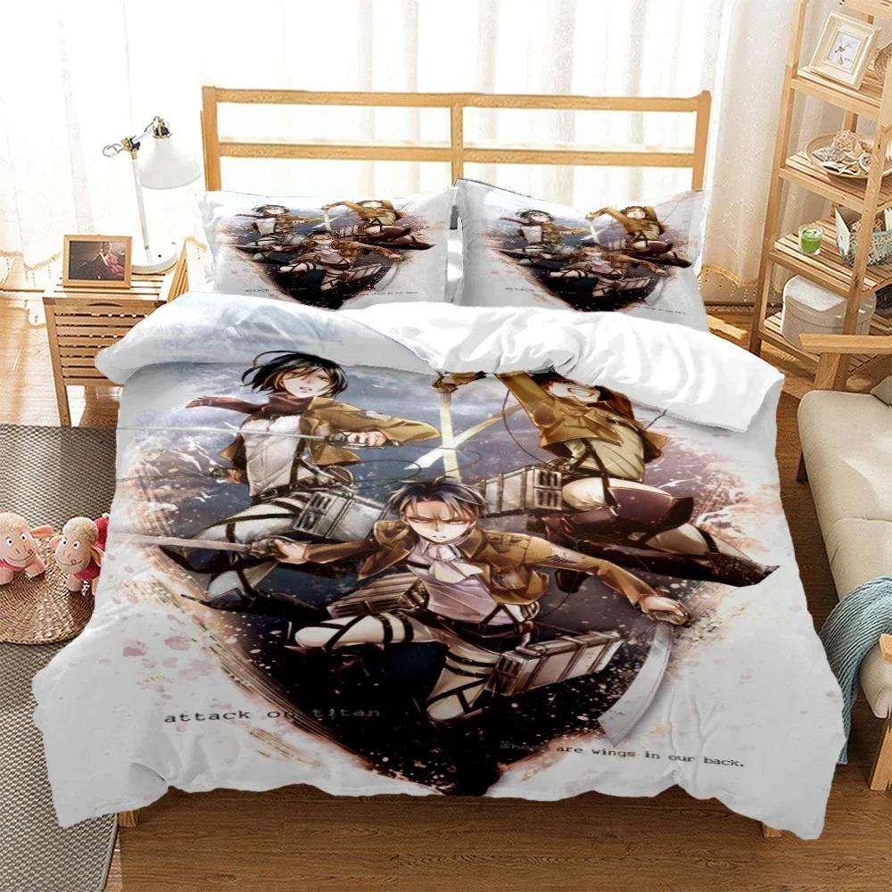 Attack On Titan Duvet Cover Anime Cartoon Bedding Set Adult Boys Girls Bedroom Decoration Kids Gift Single Double King Size