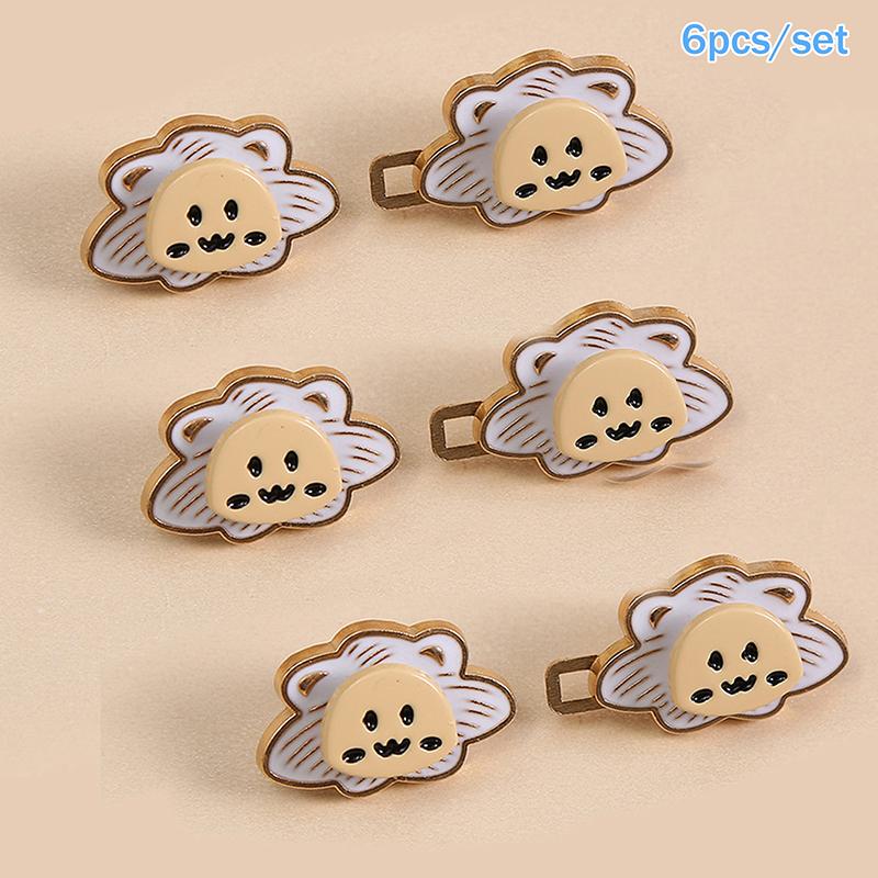 

6Pcs Cute Lion Waist Button Adjustable Belt Buckle for Pants No Sew Waist Reducer Removable Jeans Tightener Fashion Waist Clip білий